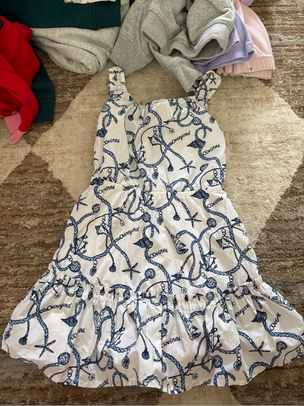 Vineyard Vines White & Navy Nautical Rope Print Sundress